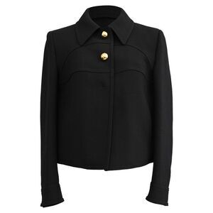 Prada Jacket with Gold Buttons in Black Wool